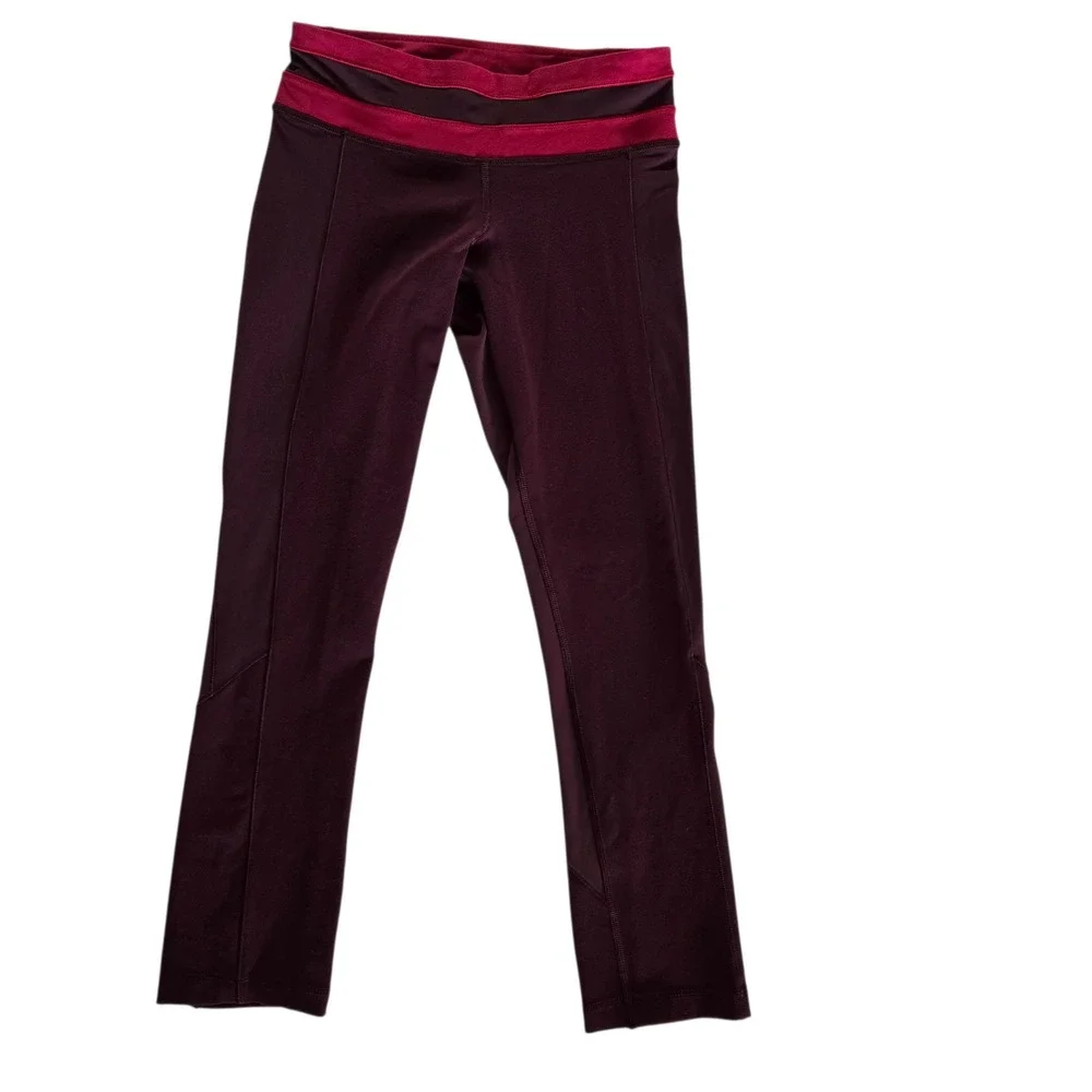 Lululemon Athletica Burgundy Magenta Cropped‎ Yoga Leggings Size 2 WL6